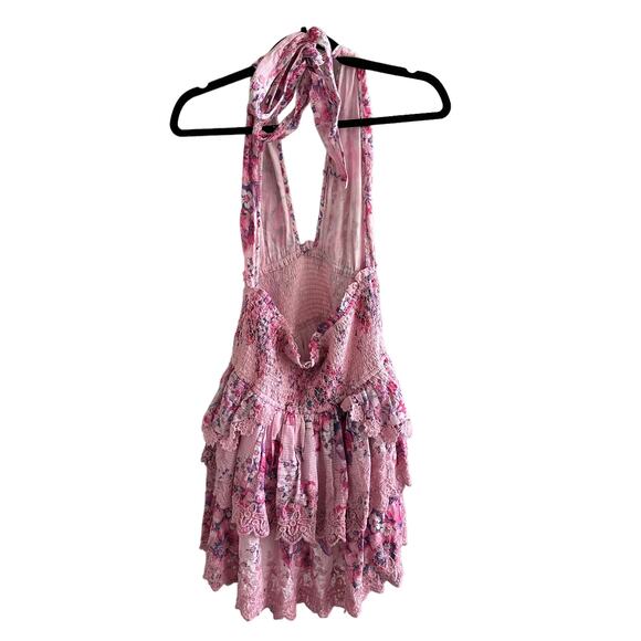 LoveShackFancy Deanna Halter Mini Dress Berry Fizz - Picture 4 of 6